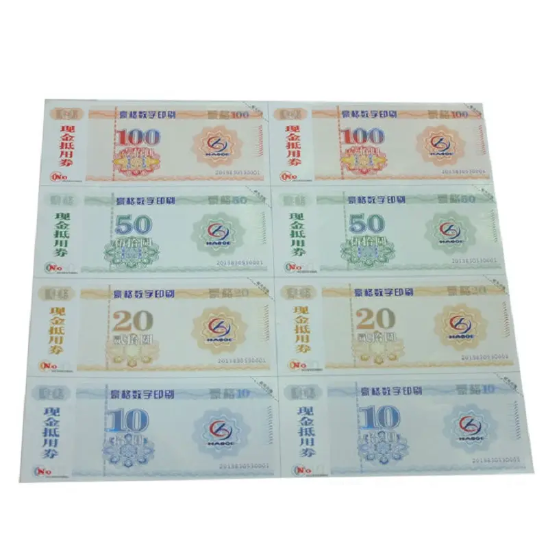 High Quality Paper Discount Coupons Admission Tickets Printing Paper Cash Vouchers