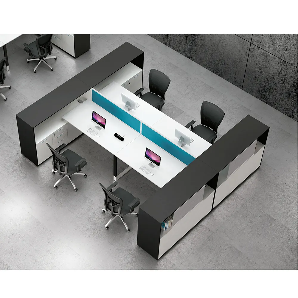 현대 모듈 사무실 워크스테이션 분할 2/4/6 Seater 사무실 워크스테이션 책상 6 사람 워크스테이션