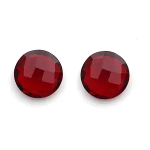 Vente chaude 12mm facettes rond cercle forme rouge grenat Quartz pour la fabrication de bijoux en vrac pierres précieuses Cabochon en gros