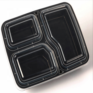 Free Sample PP 3 Compartment Disposable Bento Box Takeout Food Containers With Lids