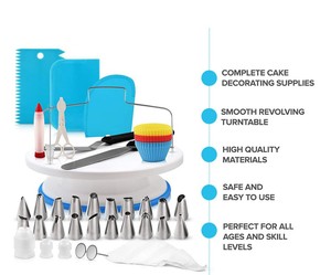 Kit de Décoration de Gâteaux Multifonctionnel Économique, Ensemble Plateau Tournant à Gâteaux, Douilles de Pâtisserie, Outil à Fondant, Fournitures de Pâtisserie et Dessert pour Cuisine - Product Image 3