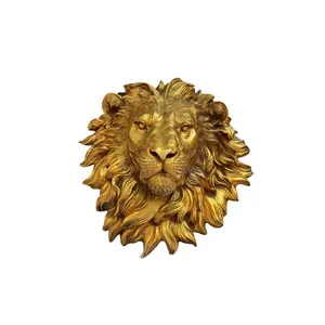 室内装饰黄铜狮子头墙艺术雕塑
