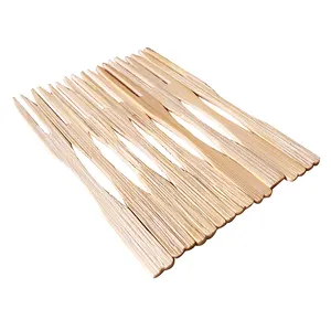 La fiesta mayor de dos puntas Mini desechables de bambú de tenedores conjuntos