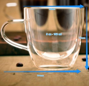 5 oz transparente aislado doble pared de vidrio tazas de 2 tazas de té, café con leche capuchino <span class=keywords><strong>Cafe</strong></span> Espresso helado té - Product Image 3