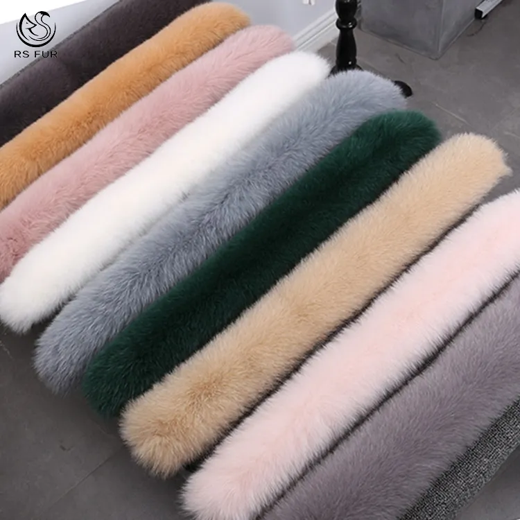 Aangepast formaat en kleur real bontkraag groothandel fox fur trim voor vrouwen winter jas