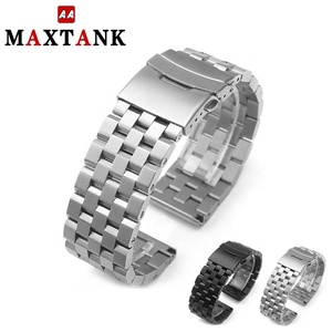 <span class=keywords><strong>Bracelet</strong></span> de <span class=keywords><strong>montre</strong></span> en acier inoxydable massif de luxe à 5 maillons épais avec fermoir déployant, chaîne de <span class=keywords><strong>montre</strong></span> souple 20mm <span class=keywords><strong>22mm</strong></span> 24mm - Product Image 1