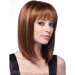 Peluca larga de cabello liso para mujer, postizo de corte recto y europeo, a la moda