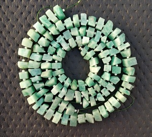 หินอเมซอนธรรมชาติคุณภาพสูง1เส้นอัญมณีสีเขียวไม่ผ่านการบำบัดเครื่องประดับทำมือกับศูนย์เจาะ8มม. โดยตรงตัวแทนจำหน่าย - Product Image 5