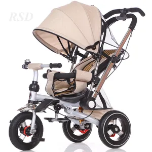 Tricycle pliable 4 en 1 pour bébé, siège rotatif à 360 degrés, roue à air, tricycle, fabrication chinoise