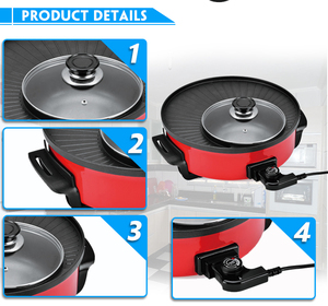 3 in 1 Electric Cooker Camping Pot <strong>Bbq</strong> Grill Electric <strong>Shabu</strong> <strong>Shabu</strong> Pot Korean Hot Pot Non-Stick Cooker Blackstone Grill Barbecue