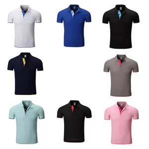 Gran oferta, camiseta de hombre de mezcla de algodón con contraste de colores, logotipo personalizado, camiseta informal con cuello levantado de marca propia, camiseta de secado rápido