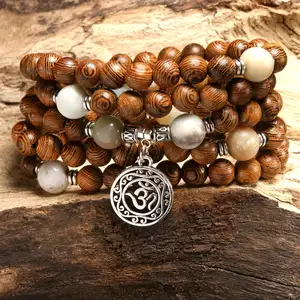 Spiritual Buddhist Pendant Multi-layer 108 Wooden Mala Beads Bracelets