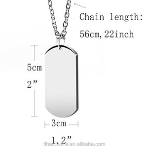 <span class=keywords><strong>Los</strong></span> hombres de alto pulido de acero inoxidable Etiqueta de perro de plata colgante collar 22 pulgadas de cadena - Product Image 5