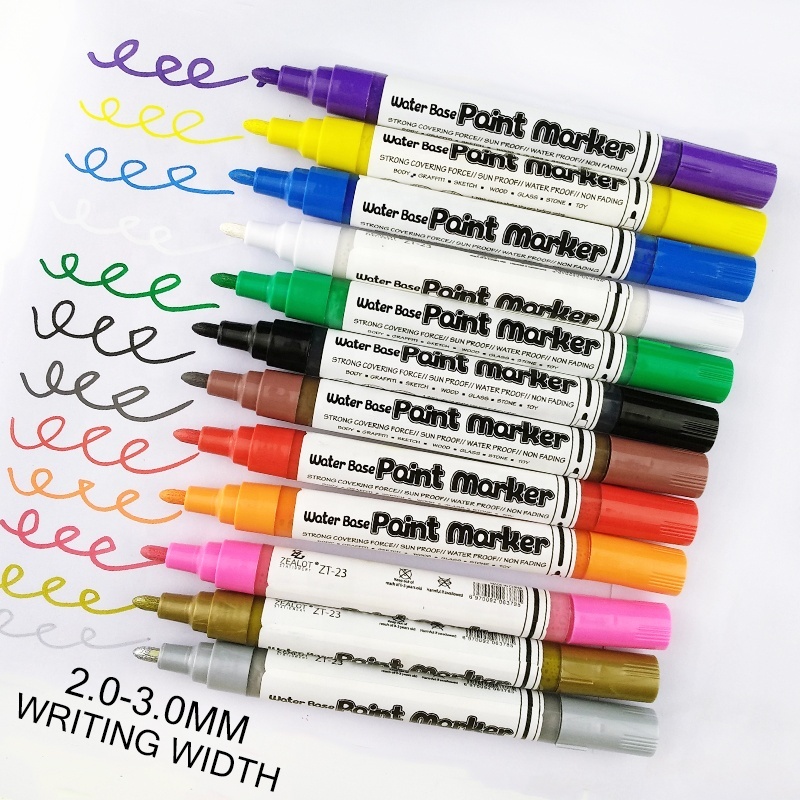 Zealot Acrylic Paint Marker Pens Round Tip Metal Paint Marker Graffiti Marker