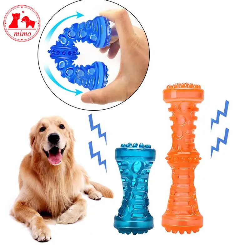 Dog Toy Chewing Rubber TPR Dumbbell Squeaky Sound Toys for Dog Funny Games Interactive Pacifier Bone Doggy Toy Dog Accessories