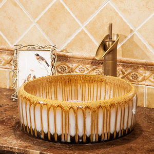Cina <span class=keywords><strong>Hand</strong></span> Maded Warna Mengkilap Porselen Kamar Mandi Wastafel Meja Keramik Cuci Tangan <span class=keywords><strong>Basin</strong></span> - Product Image 1
