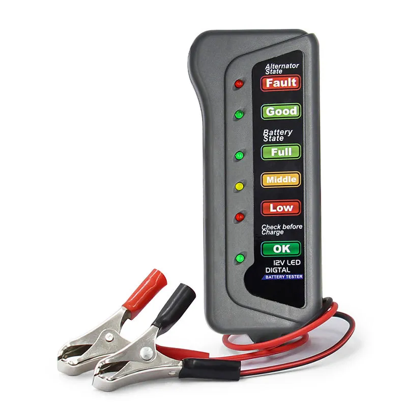 Mini 12V Car Battery Tester Digital Alternator Tester 6 LED Lights Display Car Diagnostic Tool Auto Battery Tester For Car