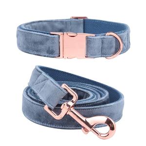 <span class=keywords><strong>Collar</strong></span> de terciopelo suave y cómodo para perro, collares ajustables para mascotas con hebilla de metal de oro rosa y correa a juego - Product Image 6