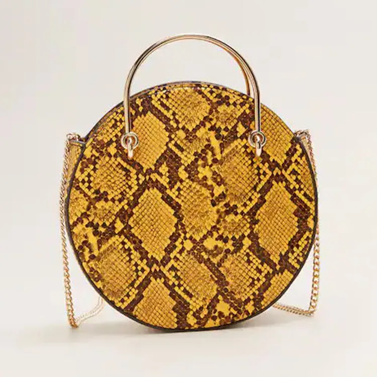 custom stylish women long chain circle crossbody bags pu ladies shoulder ring handbags