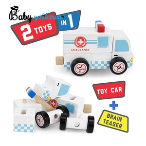 2018 Nouvelle mode diy de bande <span class=keywords><strong>dessin</strong></span>ée en bois jouet ambulance pour enfants Z04376A - Product Image 4