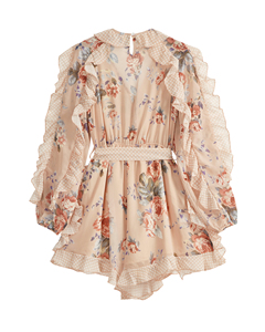 Increspature Del Merletto Stampato Breve Stile Telai Del Vestito Per Le Donne Vestiti A Maniche Lunghe Floreale Pastorale Tute - Product Image 2
