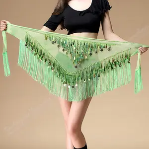Kadın Aksesuarları Sequins Püskül Üçgen Wrap Kostüm Şal Şifon fringe oryantal dans cıngıllı şal