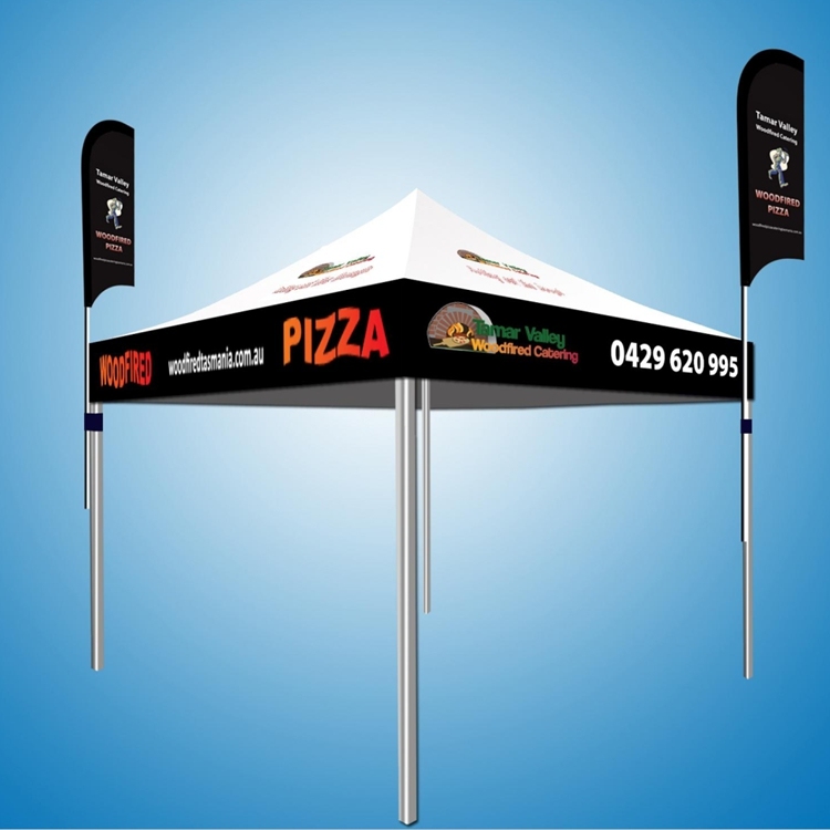 3x3m Aluminum Frame Pop Up Tent With 2pcs 3.5m Beach Flag