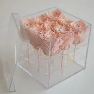 Plaque en plexiglas pour mariage, magnifique boîte à roses transparente, en acrylique, vente en gros d'usine