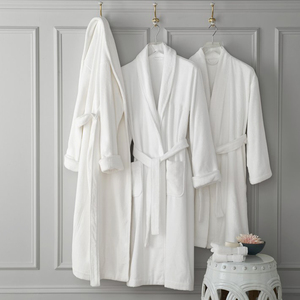 Venta al por mayor de las mujeres y los hombres de Color <span class=keywords><strong>blanco</strong></span> cuello de Chal <span class=keywords><strong>Hotel</strong></span> De terciopelo Albornoz - Product Image 4