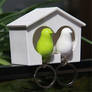 Fiesta encantadora <span class=keywords><strong>casa</strong></span> de pájaro llavero titular pájaro silbato clave sparrow anillo decoración del hogar - Product Image 5