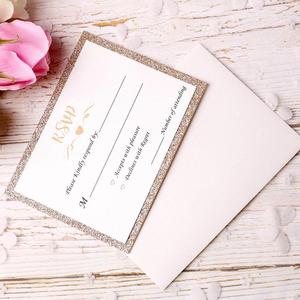 25 pièces Lot Or Paillettes Cartes Avec Imprimé + Gratuit Enveloppes Papier Cartonné Paillettes <span class=keywords><strong>D</strong></span>'<span class=keywords><strong>invitation</strong></span> De Mariage - Product Image 5