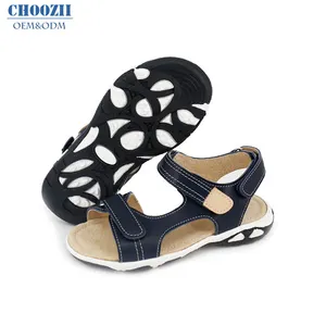 Choozii New Stylish Summer School Boys Sports Genuine Leather Breathable Soft Flat Anti-slip Kids Beach Nude Sandals