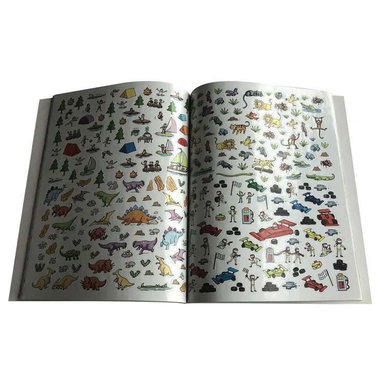 Gepersonaliseerde ontwerp art papier offsetdruk geperforeerde pagina's kleurrijke A4 kinderen sticker boek afdrukken