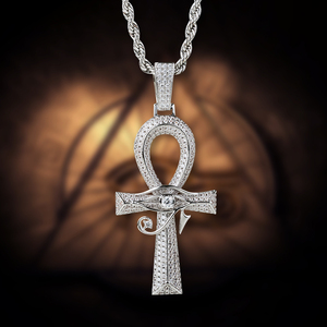 KRKC&CO Joyería Hip Hop para Hombre y Mujer al por Mayor, Amuleto <span class=keywords><strong>Cruz</strong></span> Anj <span class=keywords><strong>Egipcia</strong></span> Antigua, Colgante Ojo de Horus, <span class=keywords><strong>Cruz</strong></span> con Incrustaciones de Piedras - Product Image 1