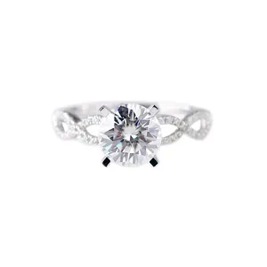 普罗旺斯宝石结婚戒指或戒指首饰合成 8毫米 Moissanite 钻石石 14k 白金戒指
