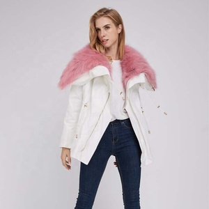 Hiver Chaud Dames Réel Fourrure <span class=keywords><strong>De</strong></span> Renard Rose Doublure Parka Manteau avec Chapeau - Product Image 1