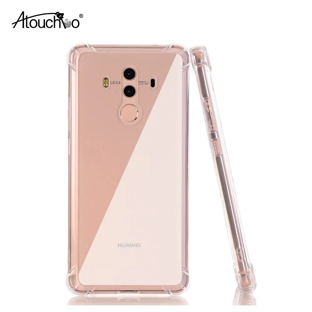 ATOUCHBO Transparent Anti Shock Absorption TPU Soft Edge Bumper Protective Case Hard Plastic Back Cover for Huawei Mate 10 Pro