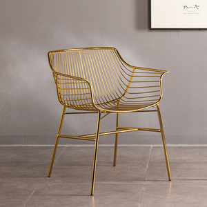 Loisirs Café Boutique Tabouret Chaise De Fer Cadre Bar Chaise Moderne En Métal Fil <span class=keywords><strong>Rose</strong></span> D'or Salle À Manger Chaises - Product Image 1
