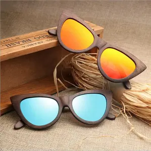 Óculos de sol de olho de gato, óculos de madeira unissex para mulheres e homens, feitos à mão
