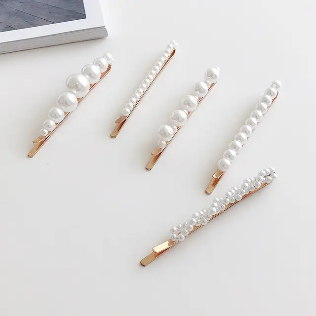 Women's pearl hair accessory set hot selling white pearl hair pin set