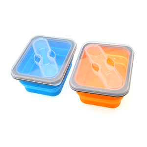 <span class=keywords><strong>Barato</strong></span> elegante compartimento único de silicona hecho cajas de almuerzo con tapa y cuchara - Product Image 2