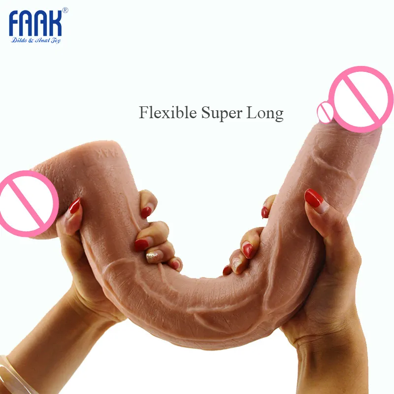 FAAK015 tienda de sexo de 15,5 pulgadas de largo y consolador para mujeres, juguetes de sexo adulto Flexible Super largo Consolador