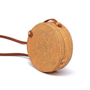 Bolso de Paja Redondo Estilo <span class=keywords><strong>Boho</strong></span> <span class=keywords><strong>Chic</strong></span> Natural de Fábrica, Bolso de Ratán, Bolso de Bambú - Product Image 3