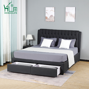 Luxury California Hotel Storage Modern Velvet Full Platform Single Doiuble Twin King Queen Size Bed Frame con <span class=keywords><strong>testiera</strong></span> portaoggetti - Product Image 1