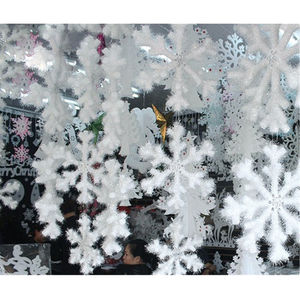 促销16厘米泡沫塑料圣诞白色雪花形装饰吊坠圣诞装饰品 - Product Image 3