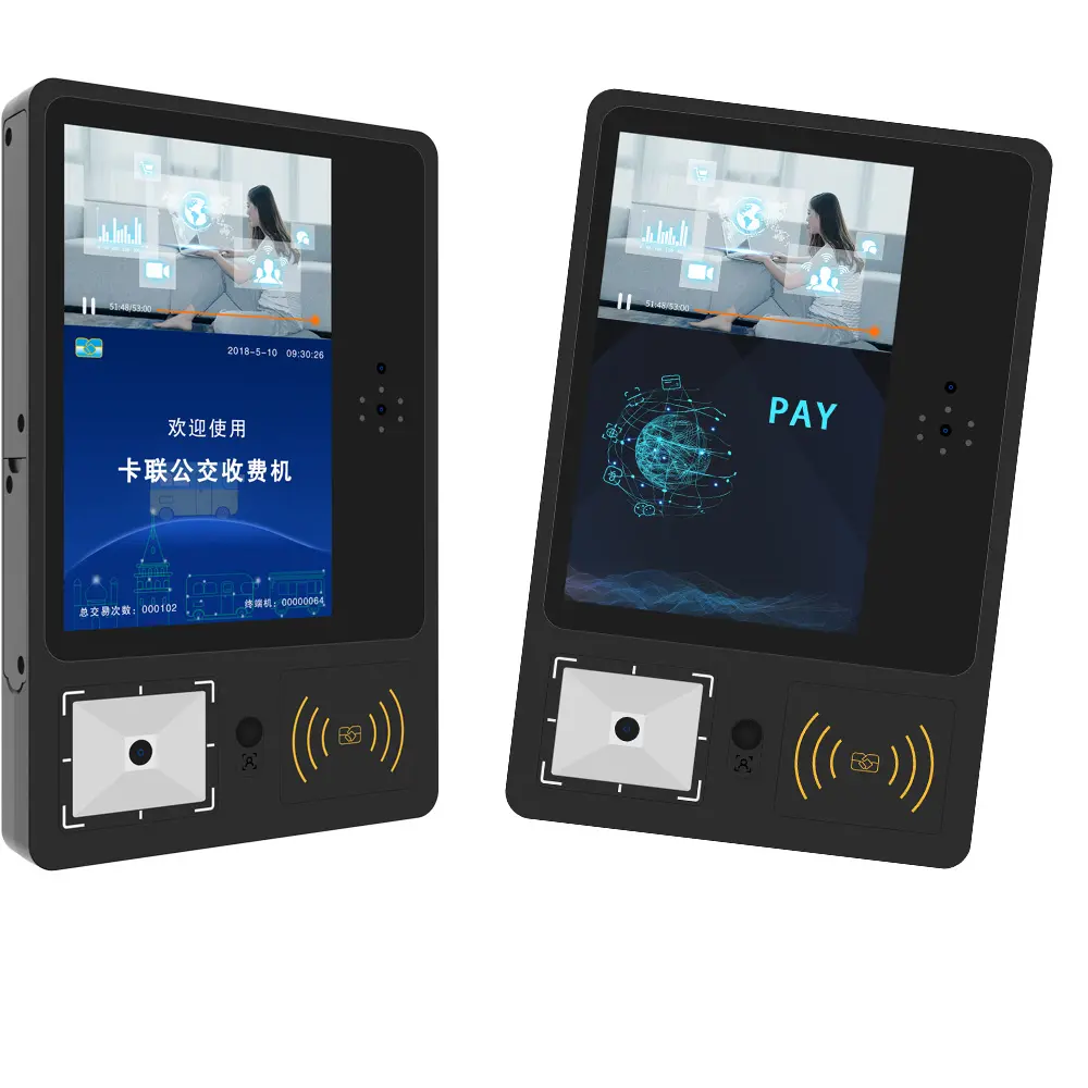 Inalámbrico inteligente tarjeta de autobús lector billete de transporte público de la máquina POS con código QR escáner RFID coche validador