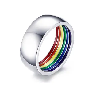 2022 Hot Selling Nieuwe Gay Mannen Ring Rvs Regenboog Ring