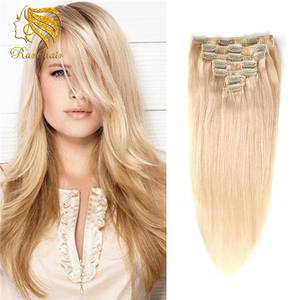Al por mayor rubia Seamless clip en las extensiones Remy del <span class=keywords><strong>pelo</strong></span> humano para las mujeres blancas - Product Image 5