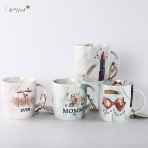 Venta al por mayor del día de la madre regalo <span class=keywords><strong>para</strong></span> adultos eco hueso porcelana esmaltada taza de café de té barato taza de mármo - Product Image 4