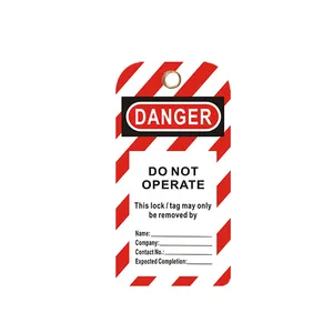 PVC Plastic Safety Lockout Tagout Tags with Custom Tags